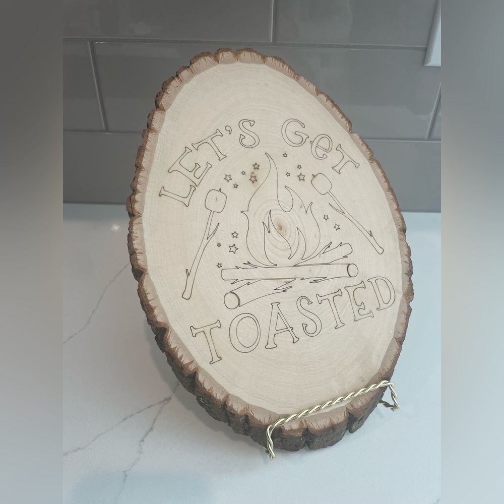 Wood round sign. Campfire decor